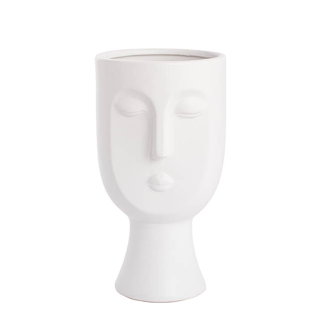 Ceramic Face Pot Lily White (14x13.5x24.5cmH)