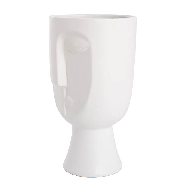 Ceramic Face Pot White (16.3x16.3x29.5cmH)
