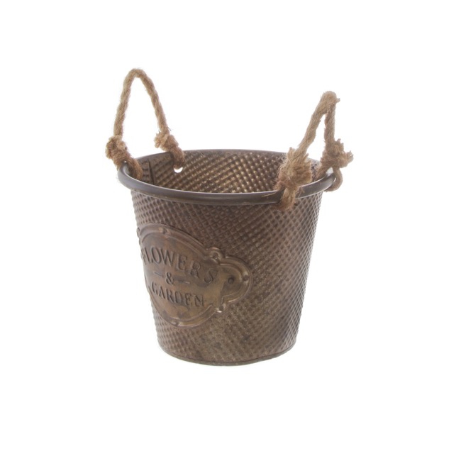 Tin Country Rustic Bucket Gold (17.5x14cmH)