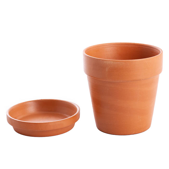Terracotta Pot with Drainage Hole and Plate (13cmDx13cmH)