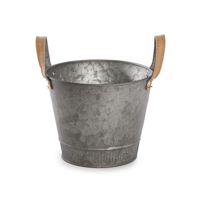 Tin Logan Rustic Metal Bucket Pot Zinc Silver (17.5x14cmH)