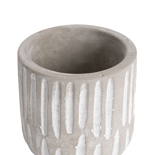 Cement Linear Textured Cylinder Pot Grey (8x8x8cmH)