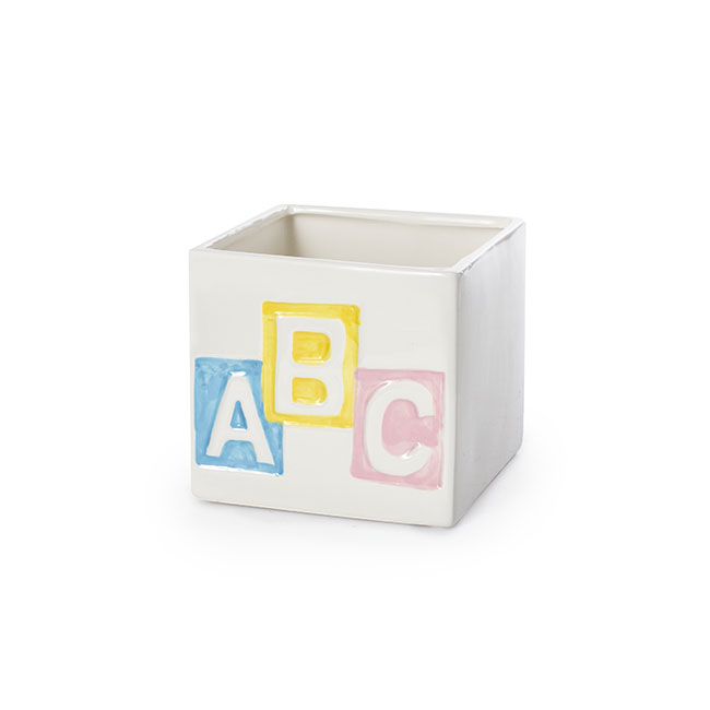 Ceramic Baby ABC Cube White (13x13x12cmH)