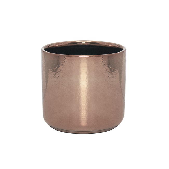 Ceramic Metallic Cylinder Pot Rose Gold (13.5x12.5cmH)