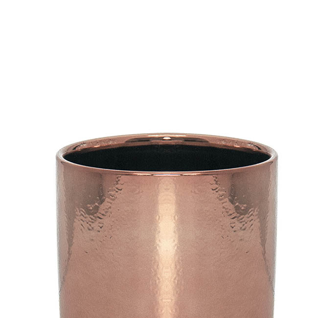 Ceramic Metallic Cylinder Pot Rose Gold (13.5x12.5cmH)