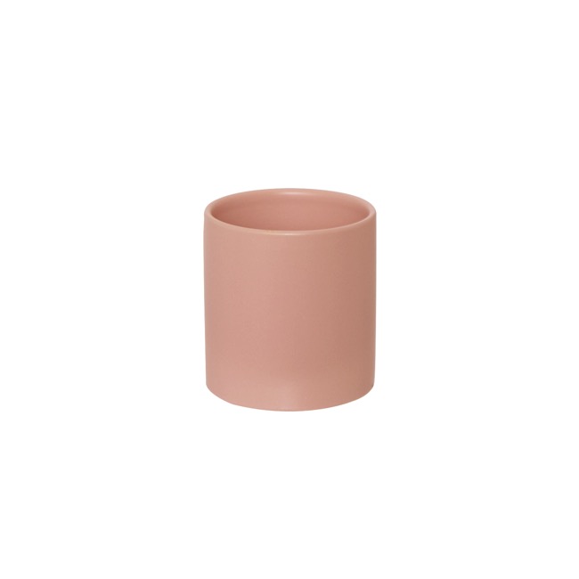 Ceramic Cylinder Pot Satin Matte Coral (10.5x10.5cmH)