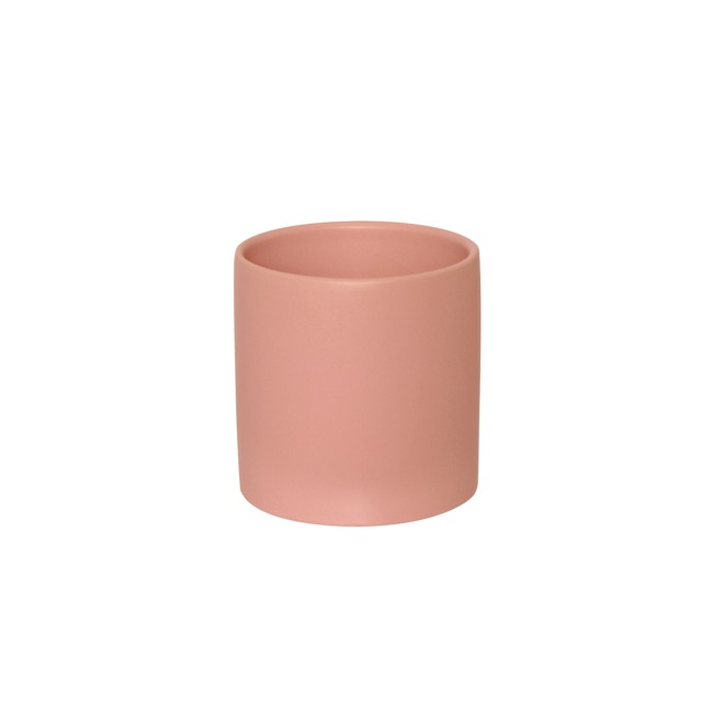 Ceramic Cylinder Pot Satin Matte Coral (12x12.5cmH)