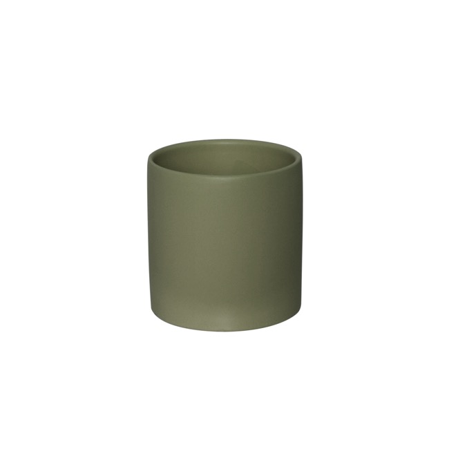 Ceramic Cylinder Pot Satin Matte Moss (12x12.5cmH)