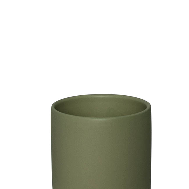 Ceramic Cylinder Pot Satin Matte Moss (12x12.5cmH)