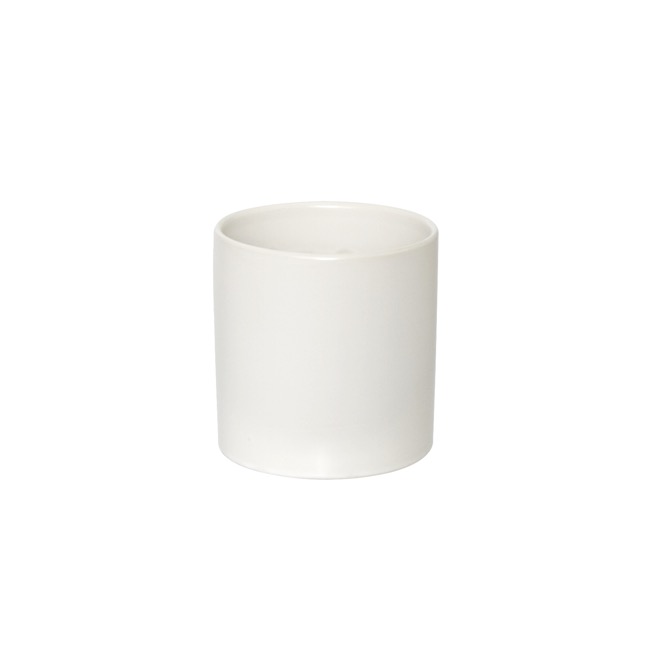 Ceramic Cylinder Pot Satin Matte White (12x12.5cmH)