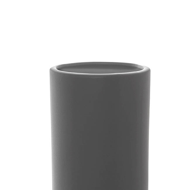 Ceramic Cylinder Pot Satin Matte Charcoal (13x28cmH)