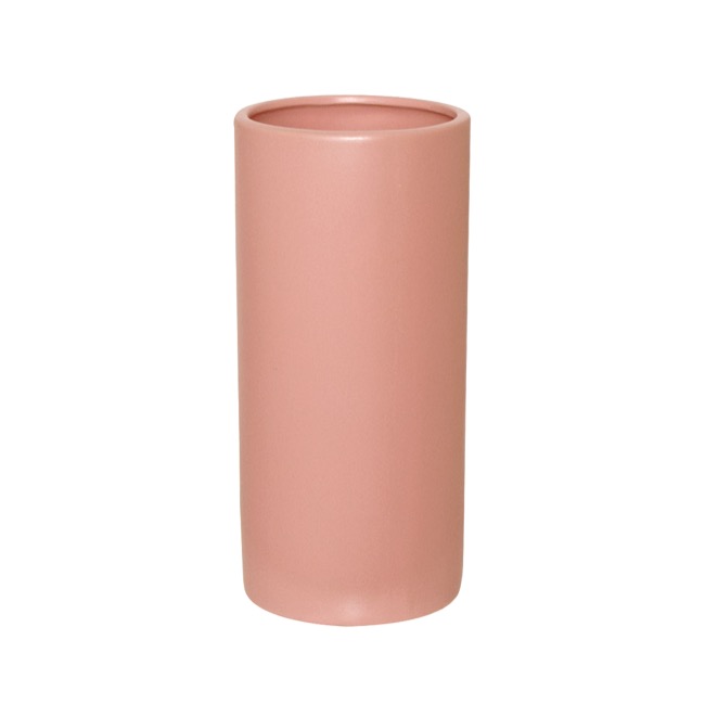 Ceramic Cylinder Pot Satin Matte Coral (13x28cmH)