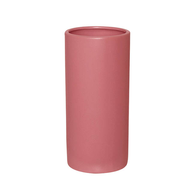 Ceramic Cylinder Pot Satin Matte Chateau Rose (13x28cmH)
