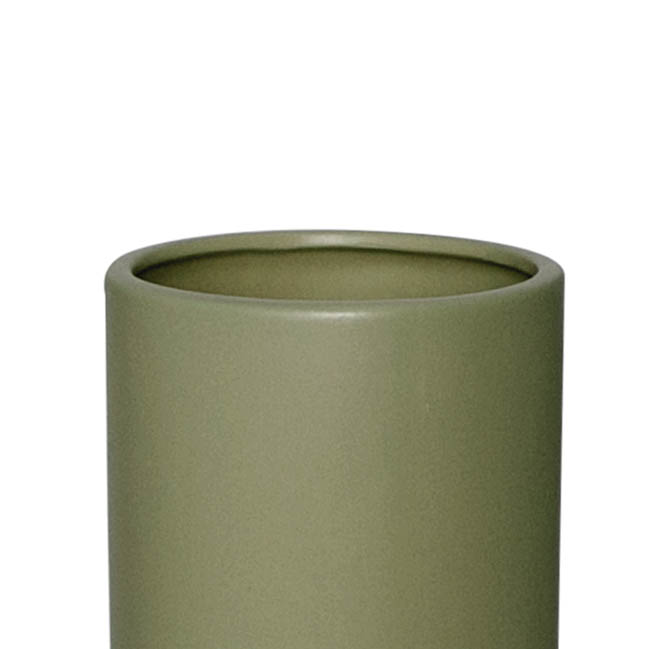 Ceramic Cylinder Pot Satin Matte Moss (13x28cmH)