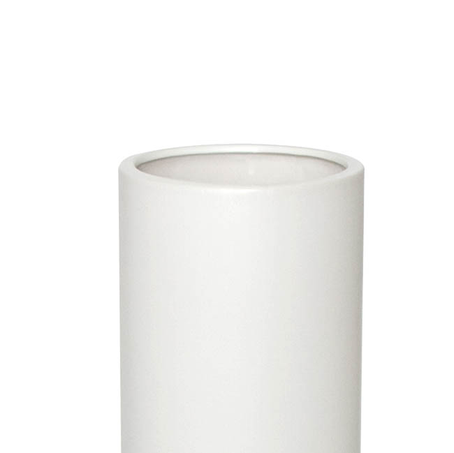 Ceramic Cylinder Pot Satin Matte White (13x28cmH)