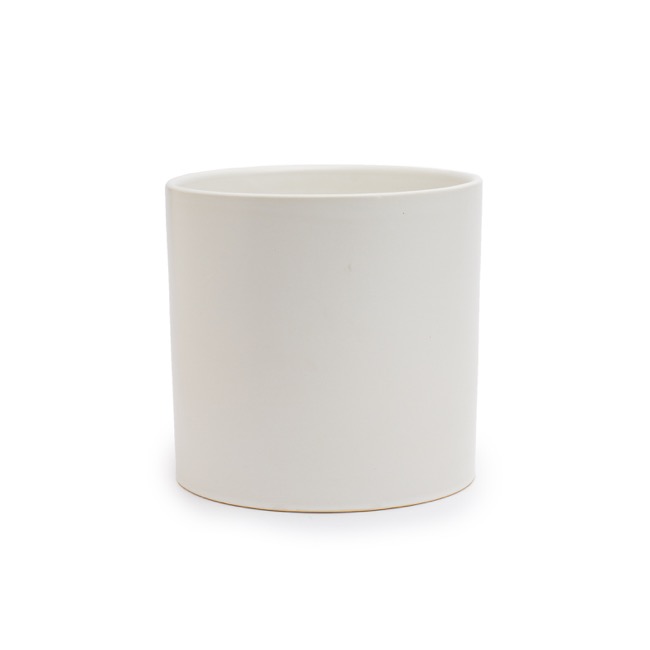 Ceramic Cylinder Dan Plant Pot Matte White (18x18cmH)