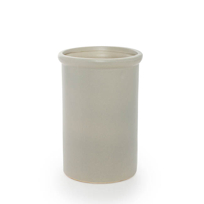 Ceramic Aphrodite Cylinder Vase Satin Matte Grey (16x22cmH)