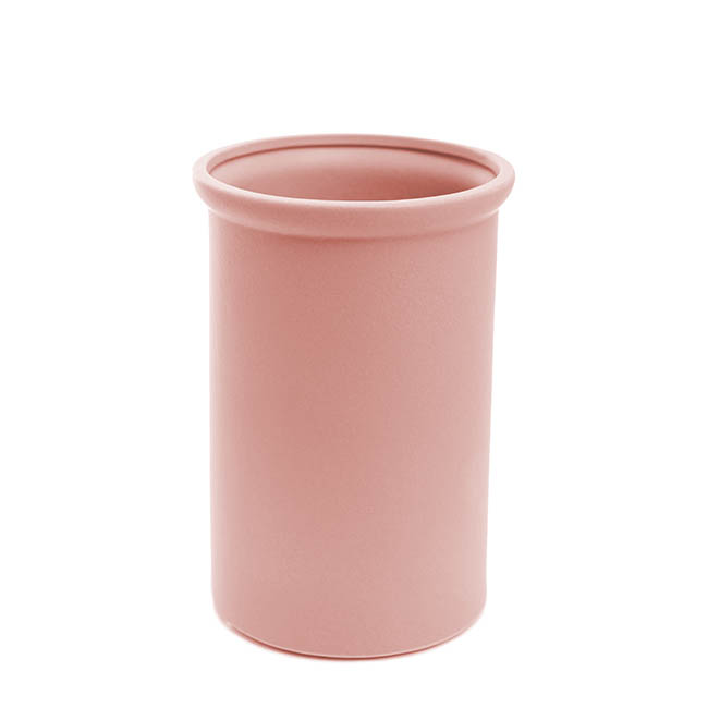 Ceramic Aphrodite Cylinder Vase Satin Matte Pink (16x22cmH)