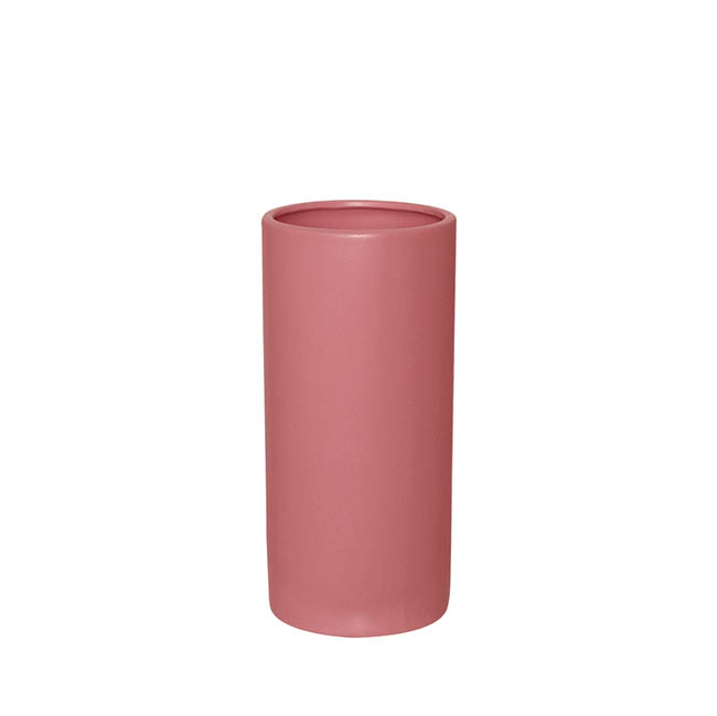 Ceramic Cylinder Pot Satin Matte Chateau Rose (10x20cmH)