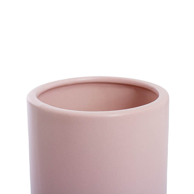 Ceramic Cylinder Vase Satin Matte Soft Pink (10x20cmH)