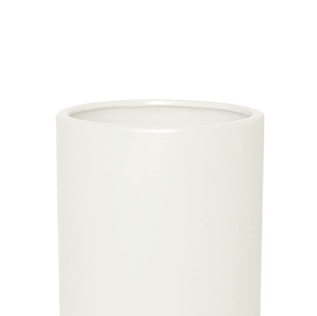 Ceramic Cylinder Pot Satin Matte White (15x25cmH)