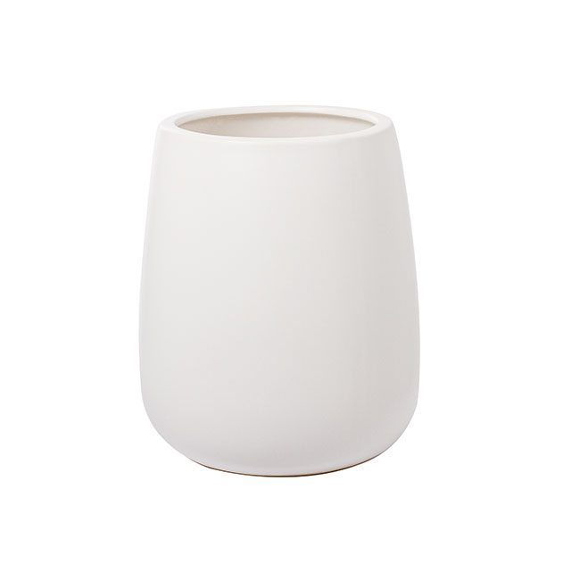 Ceramic Taron Belly Pot Matte White (17.5x20cmH)