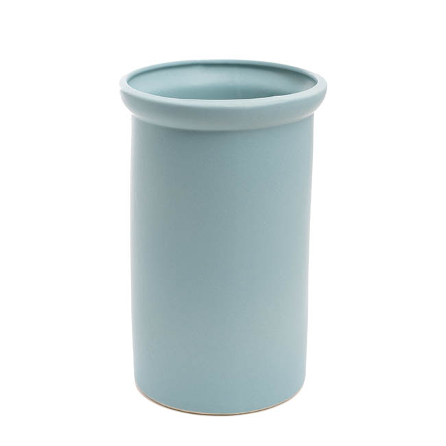 Ceramic Aphrodite Cylinder Vase Satin Matte Blue(16x25cmH)