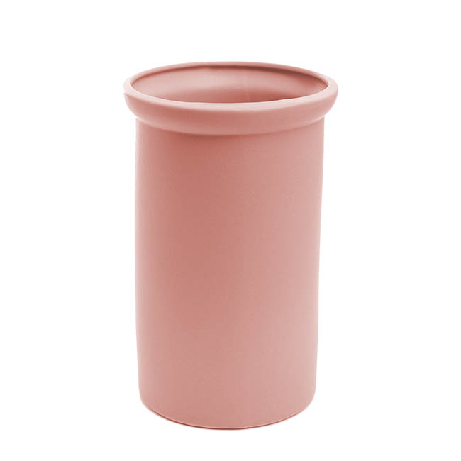 Ceramic Aphrodite Cylinder Vase Satin Matte Pink(16x25cmH)