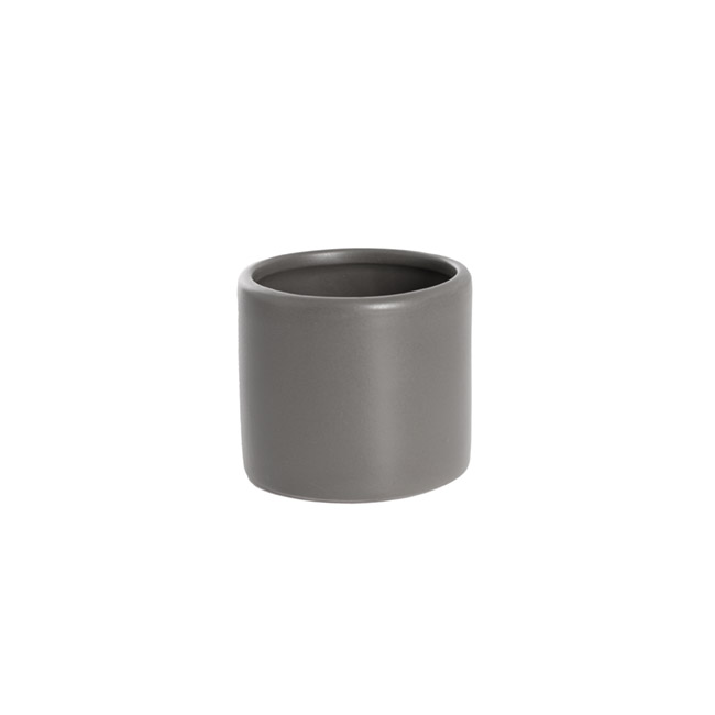 Ceramic Cylinder Pot Mini Satin Matte Charcoal (8x7cmH)