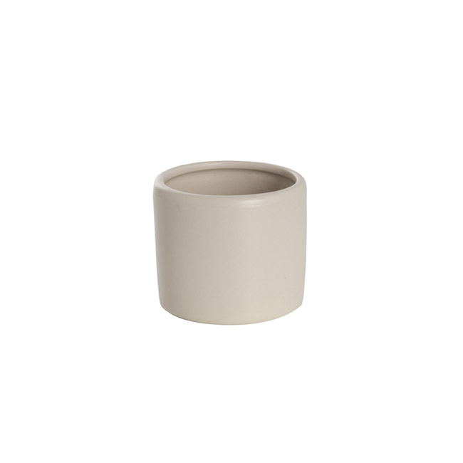 Ceramic Cylinder Pot Mini Satin Matte Light Grey (8x7cmH)