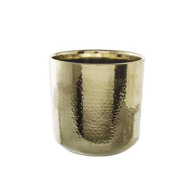 Ceramic Metallic Cylinder Pot Brass Gold (15.5x15cmH)