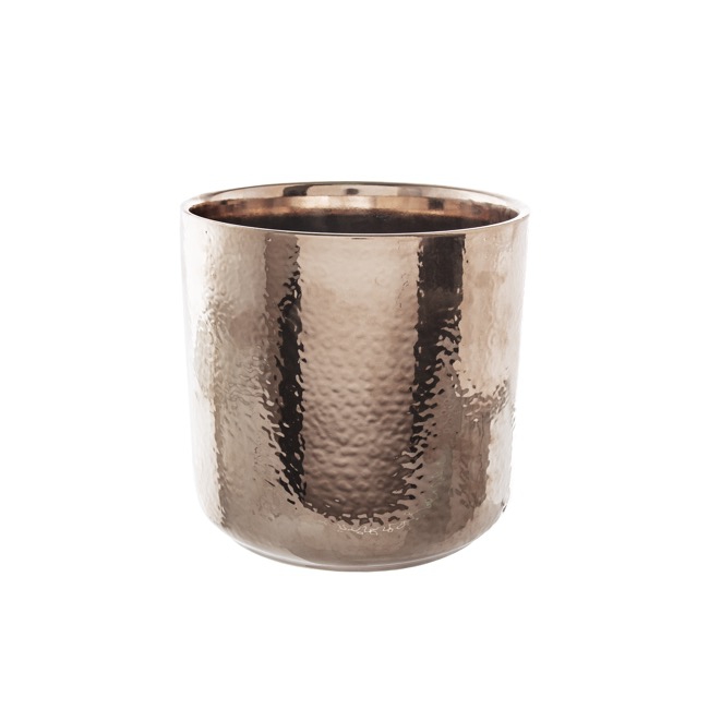Ceramic Metallic Cylinder Pot Rose Gold (15.5x15cmH)