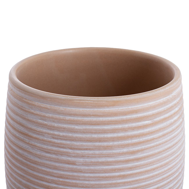 Ceramic Belly Ribbed Round Pot Terra Pink (19x18.5cmH)