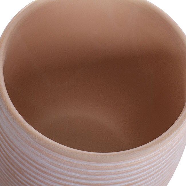 Ceramic Belly Ribbed Round Pot Terra Pink (19x18.5cmH)