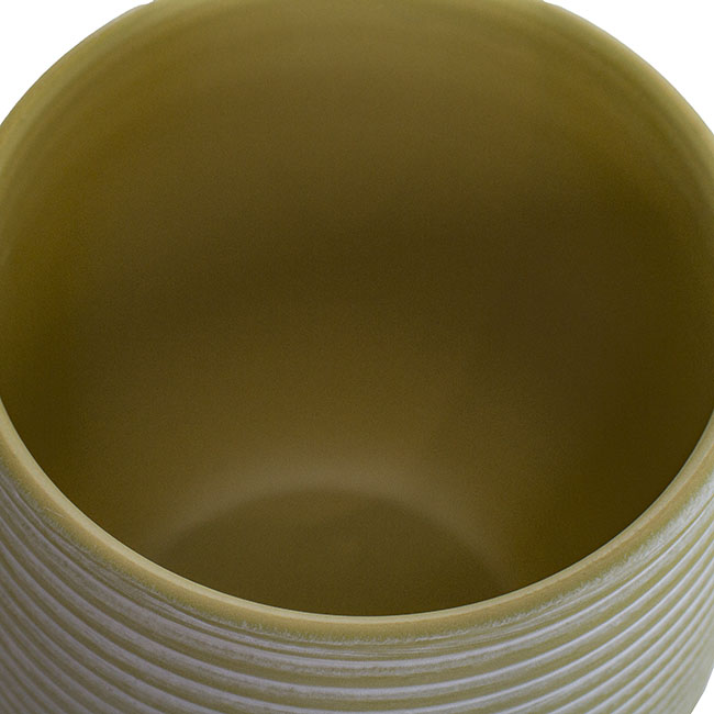 Ceramic Belly Ribbed Rnd Pot Asparagus Green (19x18.5cmH)