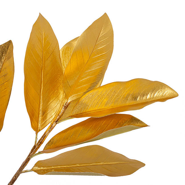 Magnolia Leaves Spray Metallic Gold (73cmH)