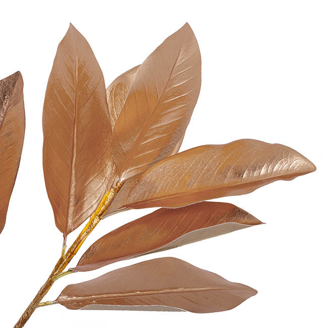 Magnolia Leaves Spray Metallic Rose Gold (73cmH)