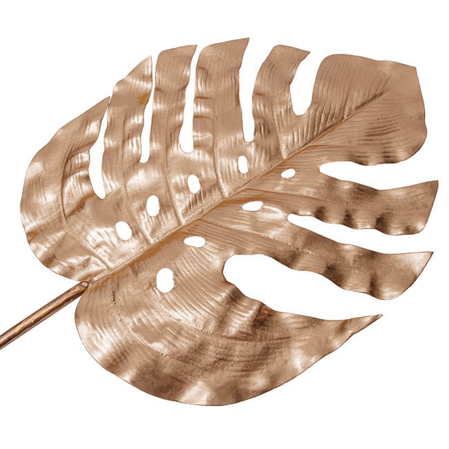 Monstera Split Philo Leaf Metallic Rose Gold (89cmH)