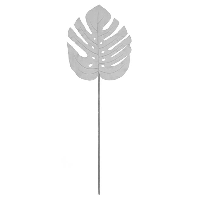 Monstera Split Philo Leaf Metallic Silver (89cmH)