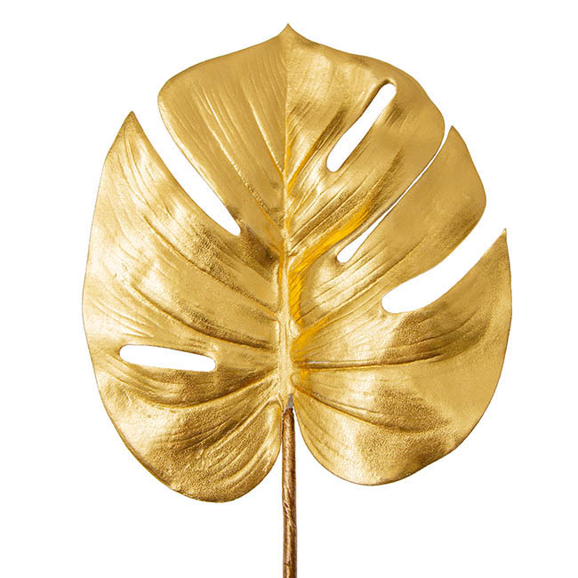 Monstera Split Philo Leaf Metallic Gold (59cmH)