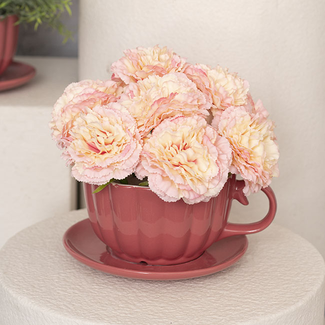 Carnation Ruffle Stem Cream Pink (9cmDx42cmH)