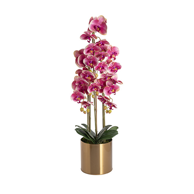 Artificial Orchid Pot Plant 5 Stem Fuchsia Pink (88cmH)