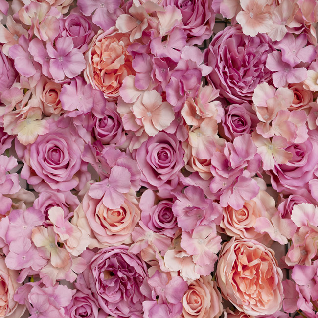 Rose Peony Hydrangea Flower Wall Roll Mixed Pink (200x52cmH)