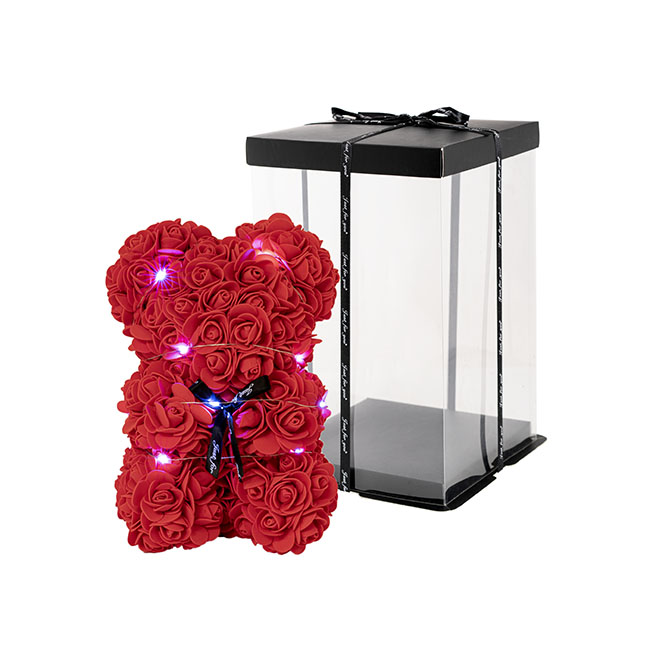 LED Rose Bear Tiffany Red (25cmH)