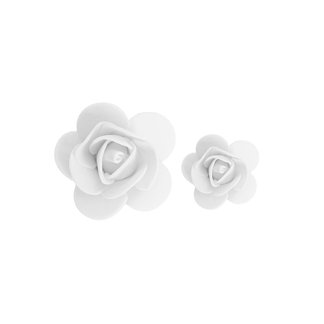 Foam Rose Heads Pack 50 White (Mixed 3 to 4.5cmD)