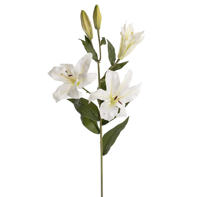 Artificial Large Tiger Lily 5 Head White (99cmH)
