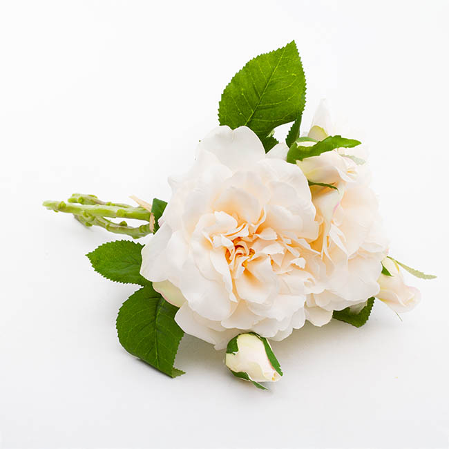 Wild Rose 5 Head Bouquet Cream (16cmDx35cmH)