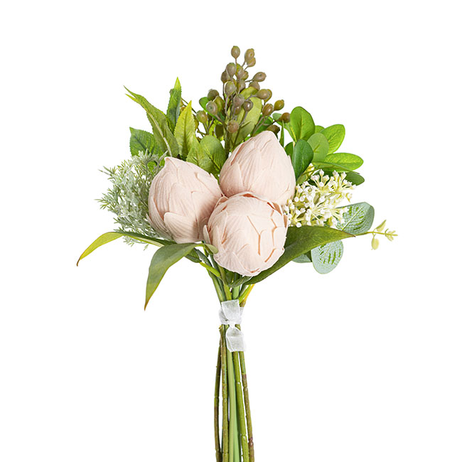 Protea 3 Head Bouquet Ivory (40cmH)