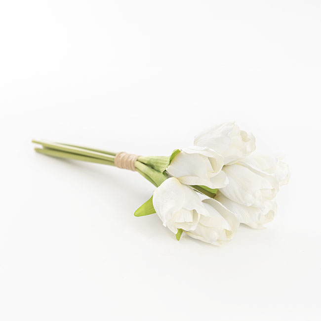 Dutch Tulip Bouquet x 7 White (30cmH)