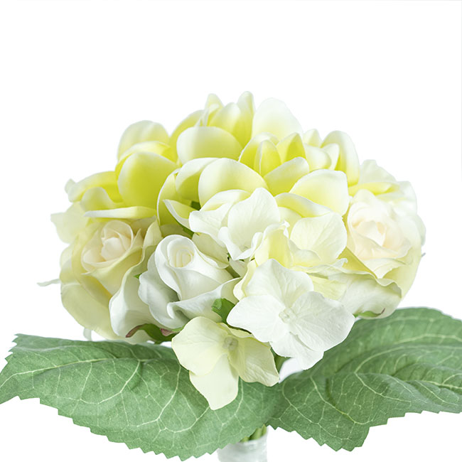 Frangipani Rose Bouquet Light Green (28cmH)